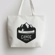 Каяк логотип Каякинг каноэ Холст сумка для покупок с персонажем из мультфильма школьный шоппер продуктовый мешок GA868