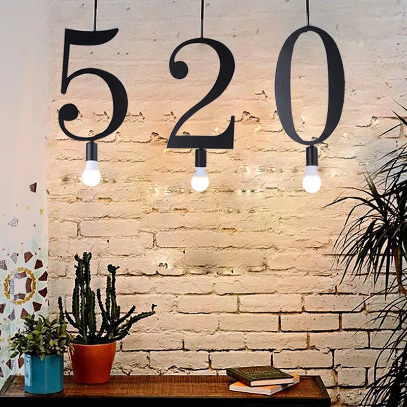

Digital Combination Chandelier Creative Simple Style Digital 0-9 Lamp For Restaurant Bedroom Decoration Lamps