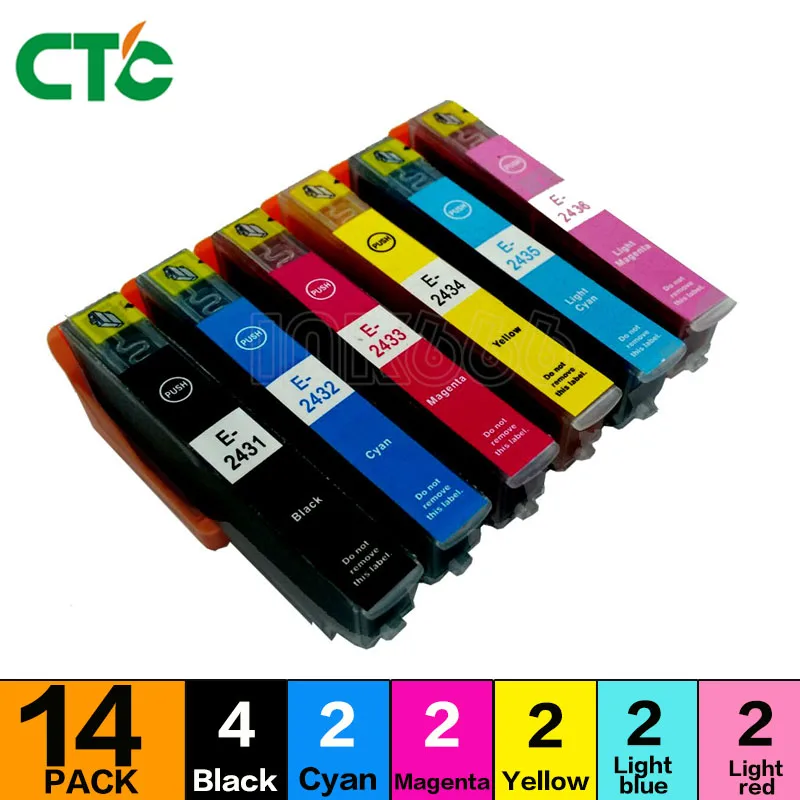 

14X Compatible Ink Cartridge T2431 to T2426 24XL For Expression Photo XP-55 XP760 XP850 XP860 XP-950 XP-750 inkjet printer