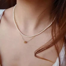 2016 Joyería de La Perla Natural de Agua Dulce Collar de Perlas Collar de Perlas de Alta Calidad 925 Joyas de Plata Para Las Mujeres Regalo