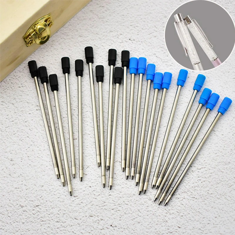 

20pcs/lot 7cm Metal Diamond Crystal Pen Special Refill for Ballpoint Pen Rod Cartridge Core Ink Recharge Black Blue ink 0.7mm