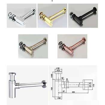 

Brass Bathroom Square Round Bottle Trap Basin Sink Waste Drain P Trap P TRAP Tube Pop Up Drain Stopper with Overflow Wall