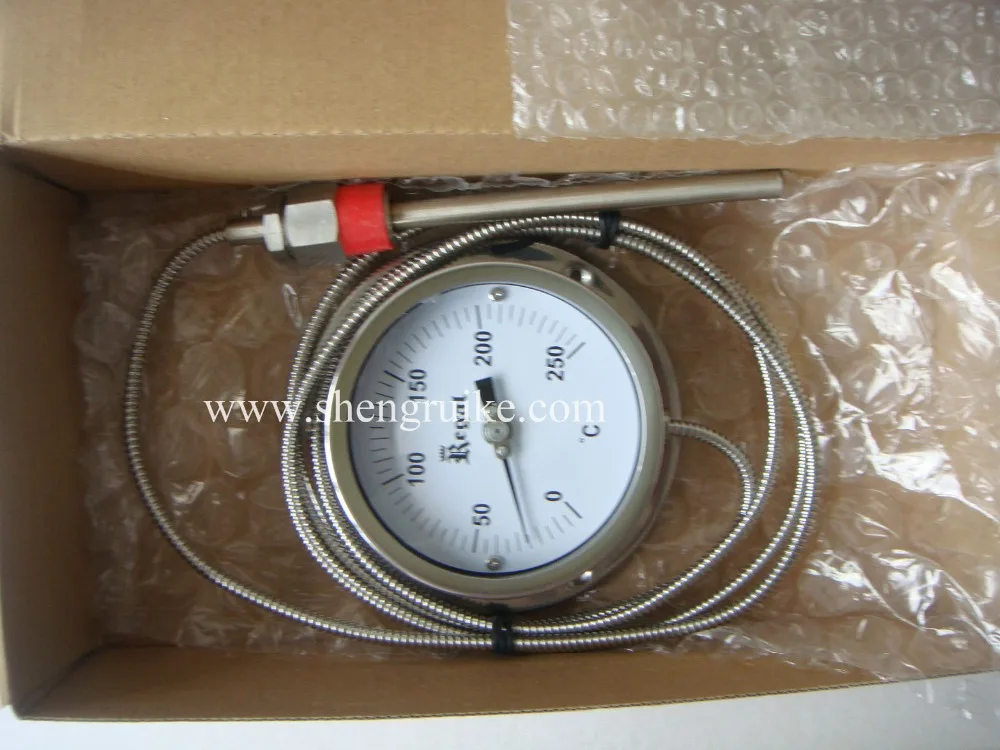 SS304,  0 C to 250C  2M Capillary bimetal thermometer 