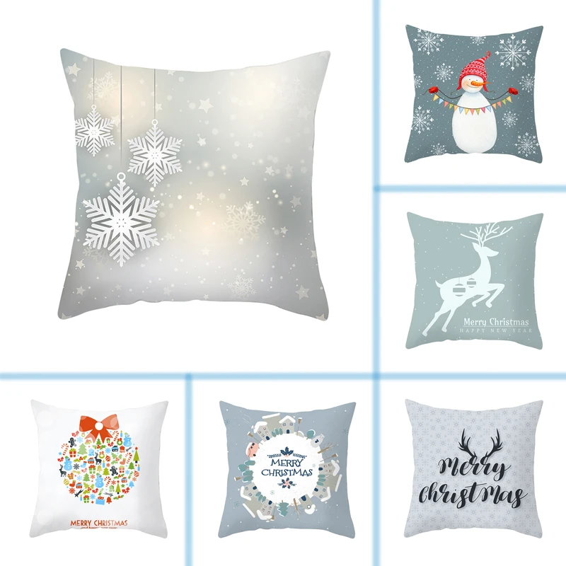 

1pcs Santa Claus Christmas Tree Pillowcase Peach Skin Pillowcase Waist Pillow Polyester Throw Pillow Case Cover 45x45cm