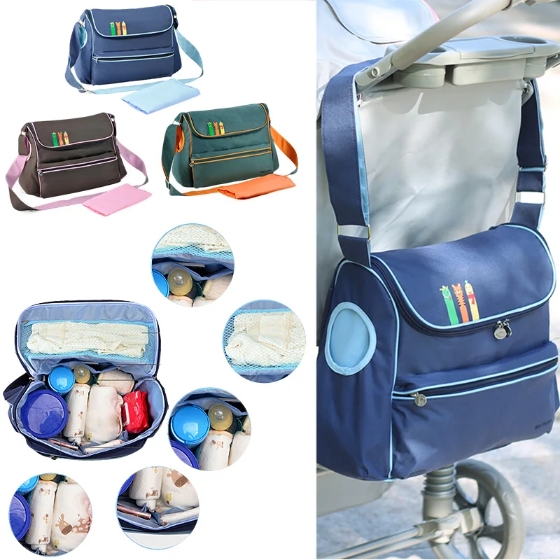 

Mummy fashion waterproof diaper bag Large capacity multifunctional maternity bag Baby Stroller Bags With Urine Pad+wet bag