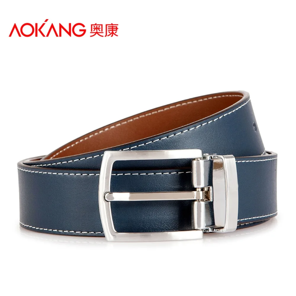 Aokang Double Leather Belts For Men Cowskin Pin Buckle Leather Designer