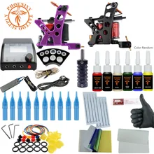 Татуировки машины Мощность Box Set 6 цветные чернила сцепление принадлежности, иглы аксессуары Наборы завершенная Татуировка оборудование для перманентного макияжа