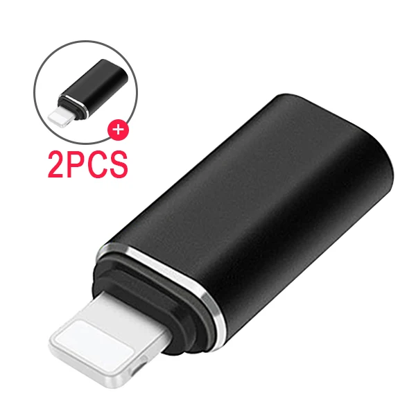 ACCEZZ 2 шт. USB адаптер типа OTG C до 8 Pin для Apple iphone X XS XR 8 7 Plus 10 освещение Синхронизация данных Быстрая зарядка конвертер - Цвет: 2PC Black