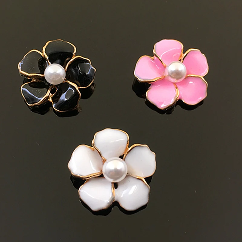 

2018New 100Pcs 17mm Drip flower Pearl Button for Wedding decoration or DIY Hair Accessories ZJ123