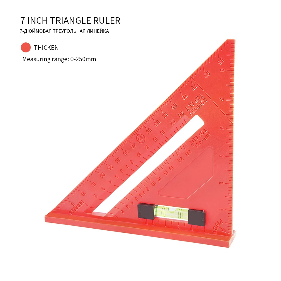 

45 Degree Triangle Ruler Multi-Function Right Angle Ruler With Level Measurement 250mm Woodpeckers Tools Woodworking Measurement