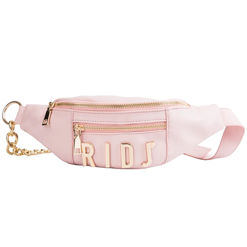 

Women New Brand Designer Metal Letter Messenger Bag Fashion Double Zip Pocket Chain Chest Bags