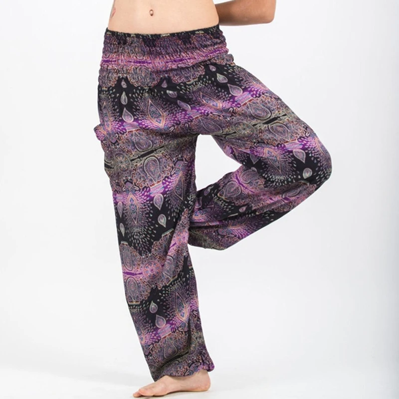 

2018 Hot Sale Soft Women Boho Loose Printed Pants Ladies Comfy Baggy Long Pants Indie Folk Trousers Hippie Elastic Waist Mandala