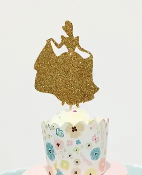 

glitter Princess gender reveal girls birthday cupcake toppers baptism Christening party decoration doughnut toothpicks