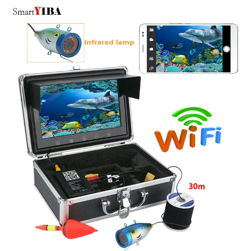 

SmartYIBA 9" Inch Color Monitor WIFI Ocean River Lake Sea Ice Fishing Camera 12pcs Infrared IR LED Underwater Inspection Camera