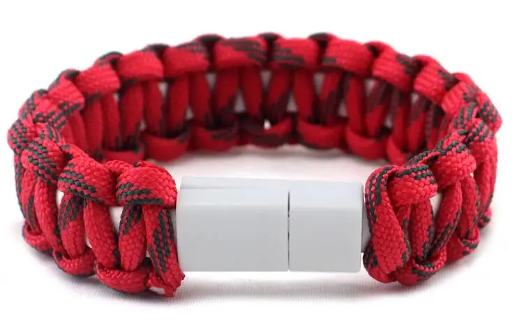 Уличный спасательный Паракорд нейлоновый браслет стиль iPhone usb зарядный кабель для Apple Phone iPhone зарядка - Цвет: Red