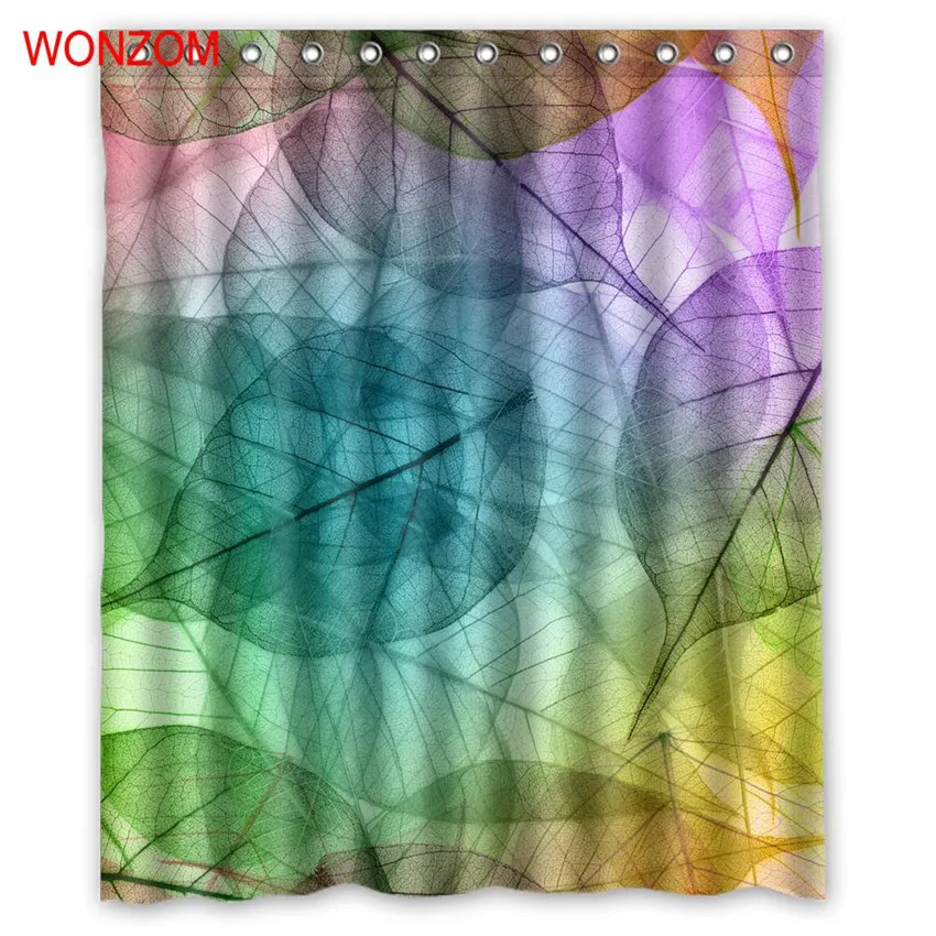 

WONZOM Abstract Leaves Shower Curtains with 12 Hooks For Bathroom Decor Modern Landscape Bath Waterproof Curtain Gift
