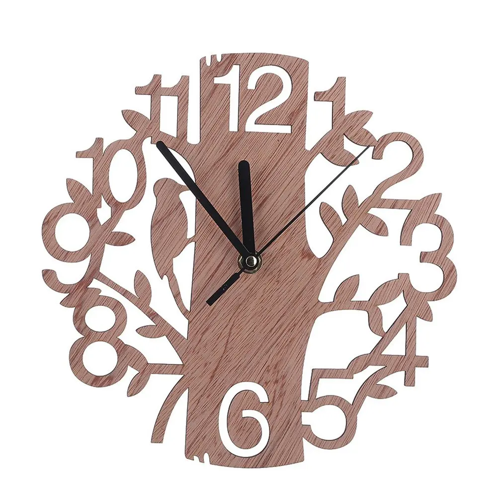

2018 New Design Wooden Tree Shape Clock Wall Simple Wooden clock