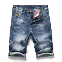 Летние новые мужские джинсовые шорты модные повседневные классические эластичные узкие облегающие отбеленные короткие джинсы Мужская брендовая одежда