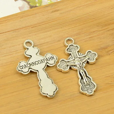 

free shipping 100pcs/lot A5080 anqtique Silver cross shape alloy charm pendant fit jewelry making 30x18mm wholesale