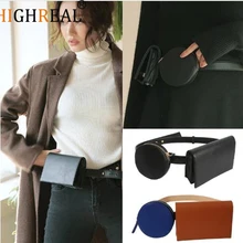 Small Round Circle Purses Flap Mini Belt Waist Bag Belts Chest Pack Splicing Patchwork Mini Women Clutches Korean Vintage Cross
