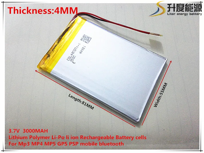 3.7v 3000mah 405581 Lithium Polymer Lipo Li Ion Rechargeable Battery