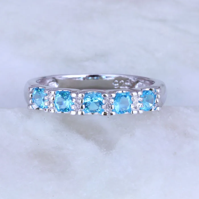 

Love Monologue Free Fast Shipping _ Lovely Sky Blue Crystal 925 Stamp Silver Color Rings Free Gift Bag J0348