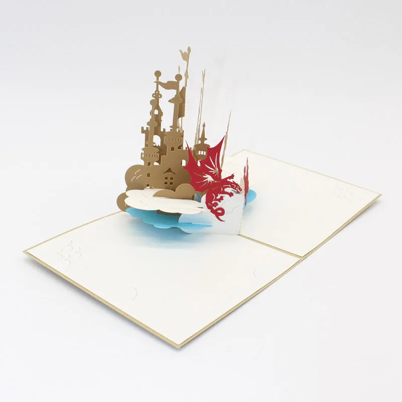  3D Laser Cut Handmade Cartoon Knight Castle Paper Invitation Greeting Cards PostCard Children Kids  - 32792065983