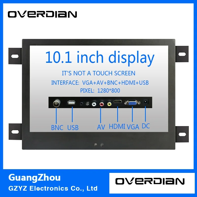 

10/10.1Inch PC Monitor/Display VGA/USB/HDMI/AV/BNC Interface Metal Shell Embedded Frame Industrial Control Lcd Monitor 1280*800