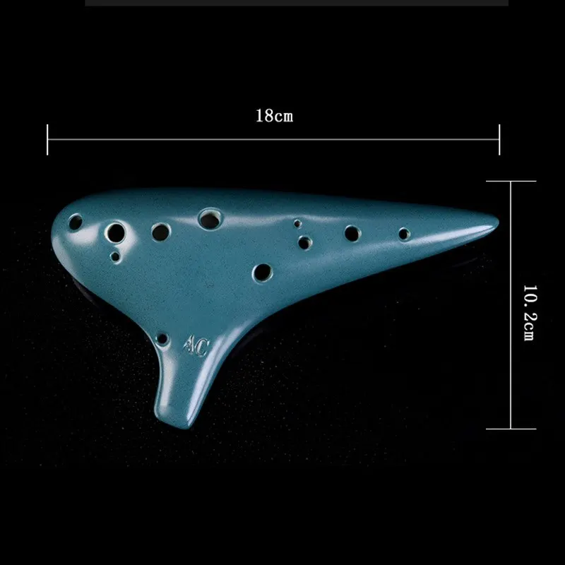 Ocarina 12 отверстие среднего диапазона Ac тон Начинающий музыкальный инструмент подарок простыни музыка ремешок плоский лак океан синий и розовый