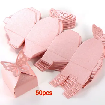 

50pcs Butterfly Decoration Boite a Dragees Wedding Decoration Baptism Birth Rose