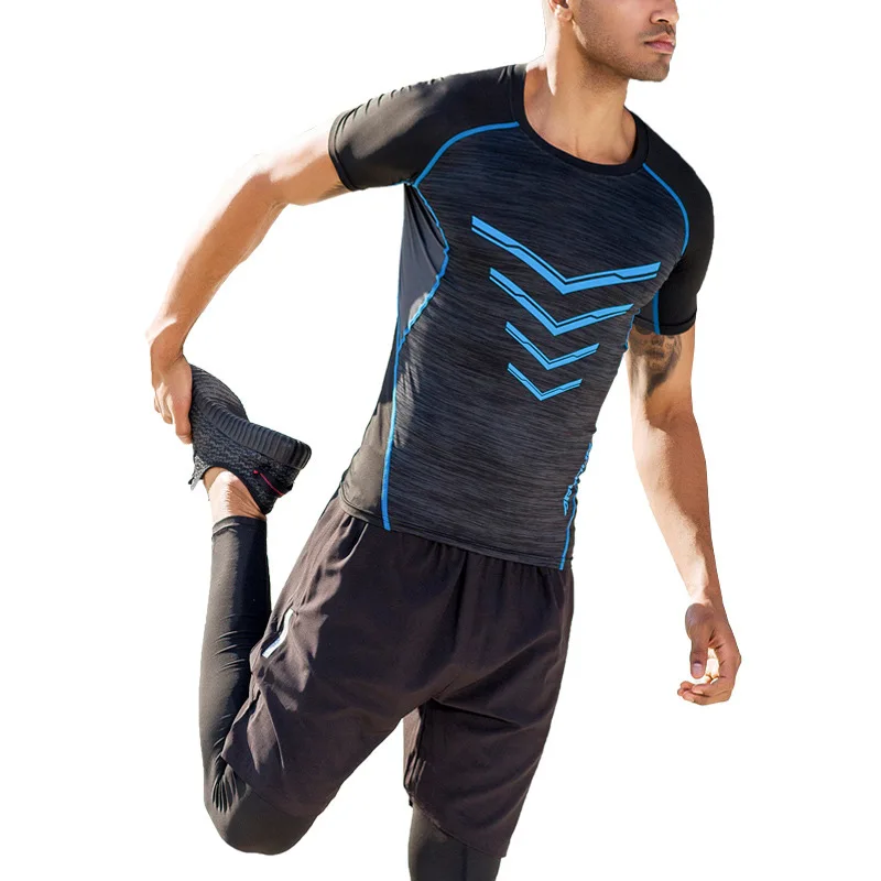 

Men's 2019 Running Fitness Set Skinny Short Sleeve T-Shirt+Sports Shorts Gym Jogging 2-Piece Set Sport Clothing Men Sports Suits