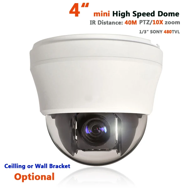 

4 inch mini indoor PTZ high speed 10X zoom 480TVL sony ccd security home surveillance CCTV camera ceilling wall bracket optional