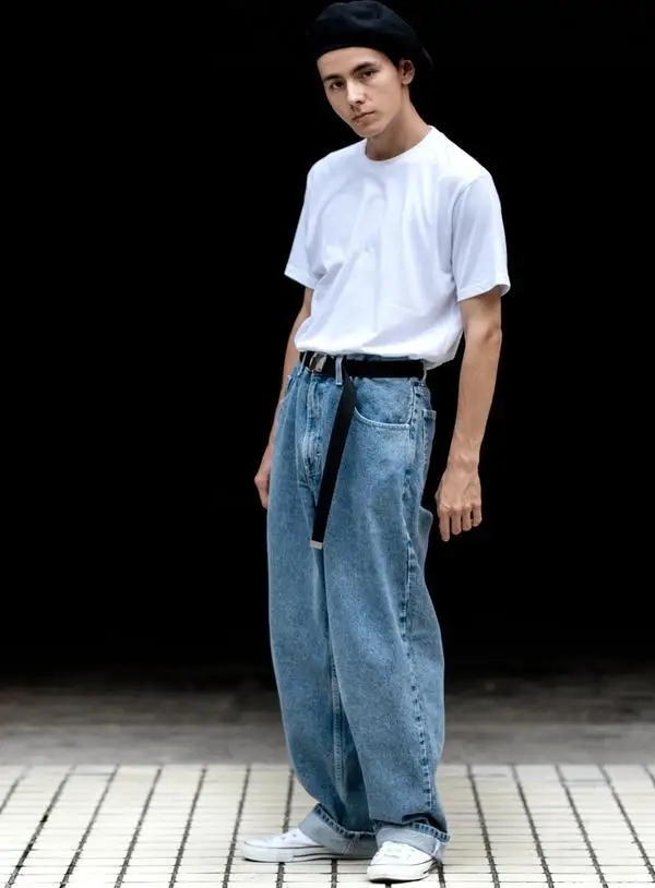 Хип хоп Уличная Скейтборд рэп танец мужские мешковатые джинсы свободные мешковатые из джинсовой ткани брюки K25