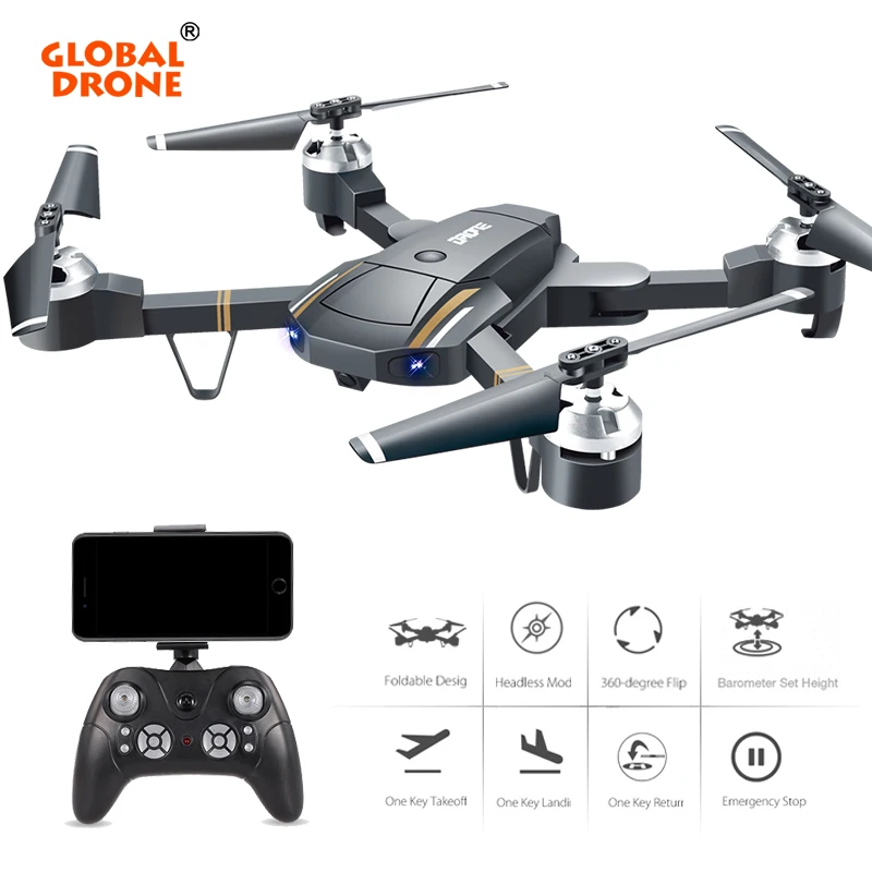

Global Drone Foldable Wifi FPV One Key Take off Landing Quadrocopter High Hold Mode RC Drones with Camera HD VS JJRC H37 JY018