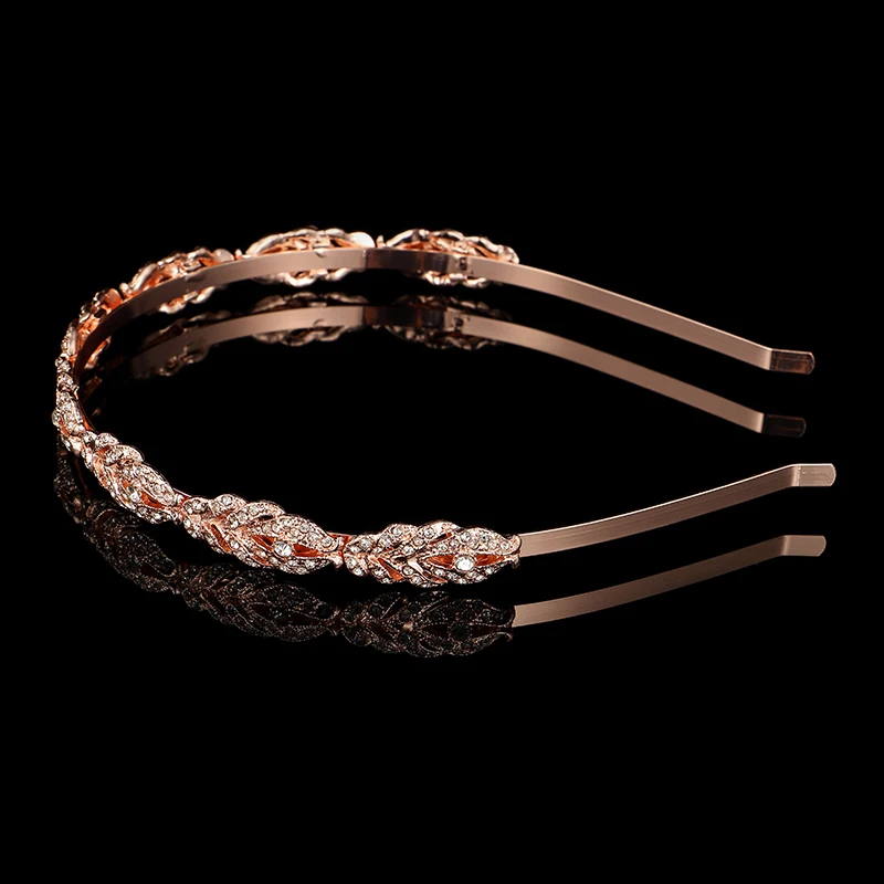 Trendy Gold Headband Alloy Wedding Accessories Women Prom Bridal Jewelry Headpiece Bride Hairband