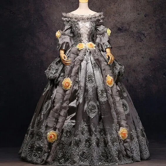 Серебристо-серое/золотое роскошное средневековое платье эпохи Возрождения платье королевы викторианское Венецианский карнавал платье/Colonial Belle Ball - Цвет: Серебристый