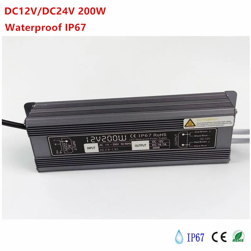 

Waterproof LED transformer DC 12V 24V 200W led power supply Waterproof LED driver LED power supply Free Shipping