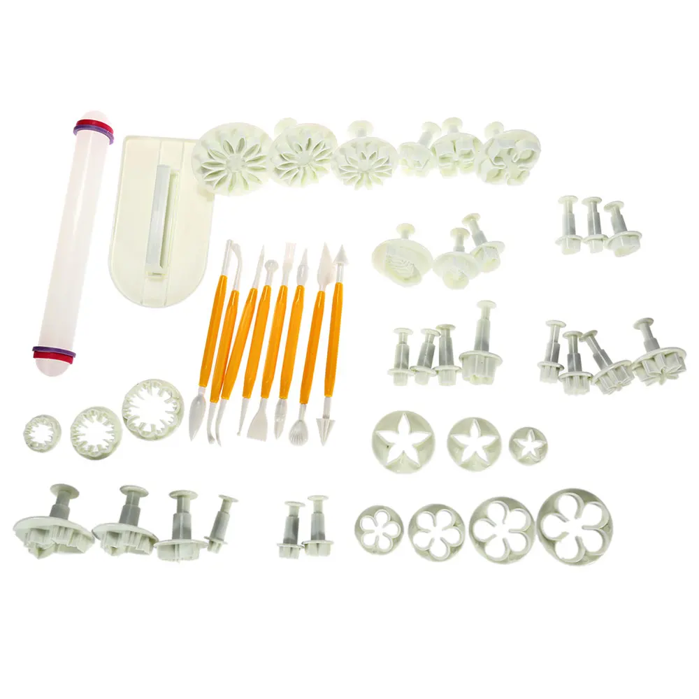 46pcs Flower Fondant Molds Cutter Cake Decorating Kit