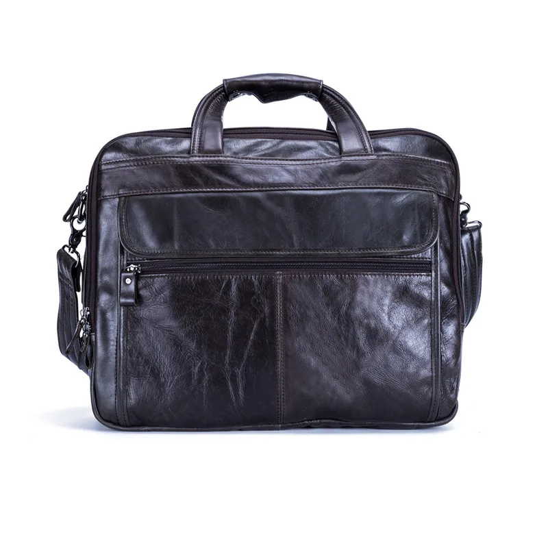 Nesitu Genuine Leather Mens Office Bag Men Briefcase Messenger Bags