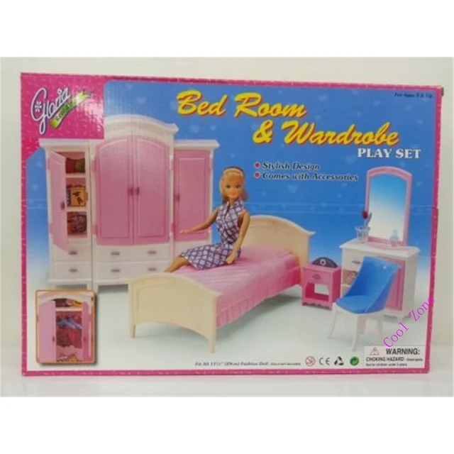 Miniature Furniture Bedroom Wardrobe For Barbie Doll House Pretend Play Toys For Girl Free Shipping In Dolls Accessories From Toys Hobbies