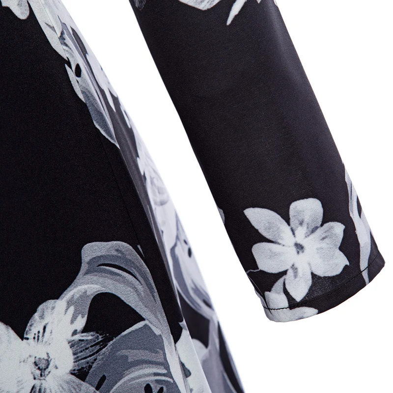 Kostlich Floral Print Women Long Dress 2017 Autumn O-Neck Long Sleeve Casual Maxi Dress Swing Elegant Ladies Dresses Plus Size (8)