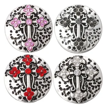 

5pcs/lot New Snap Button Jewelry High Quality Flower Cross 18mm Metal Snap Buttons DIY Charms Snap Jewelry for Women