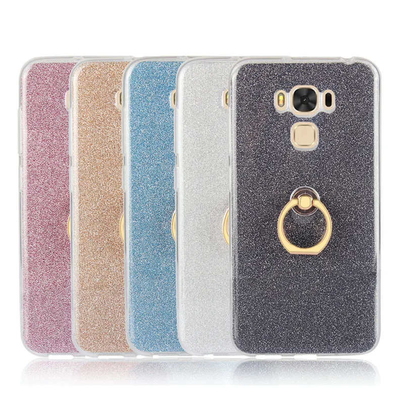 

2Pcs ZenFone 3 Max ZC553KL Case Shiny Glitter Soft Silicon TPU with Finger Ring Back Cover Case for Asus ZenFone 3 Max ZC553KL