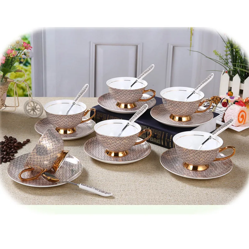 

1 set European-Style Coffee Cup Sets High-Grade Bone China Coffee Cup And Saucer English Afternoon Tea Free Shipping 5ZOP08