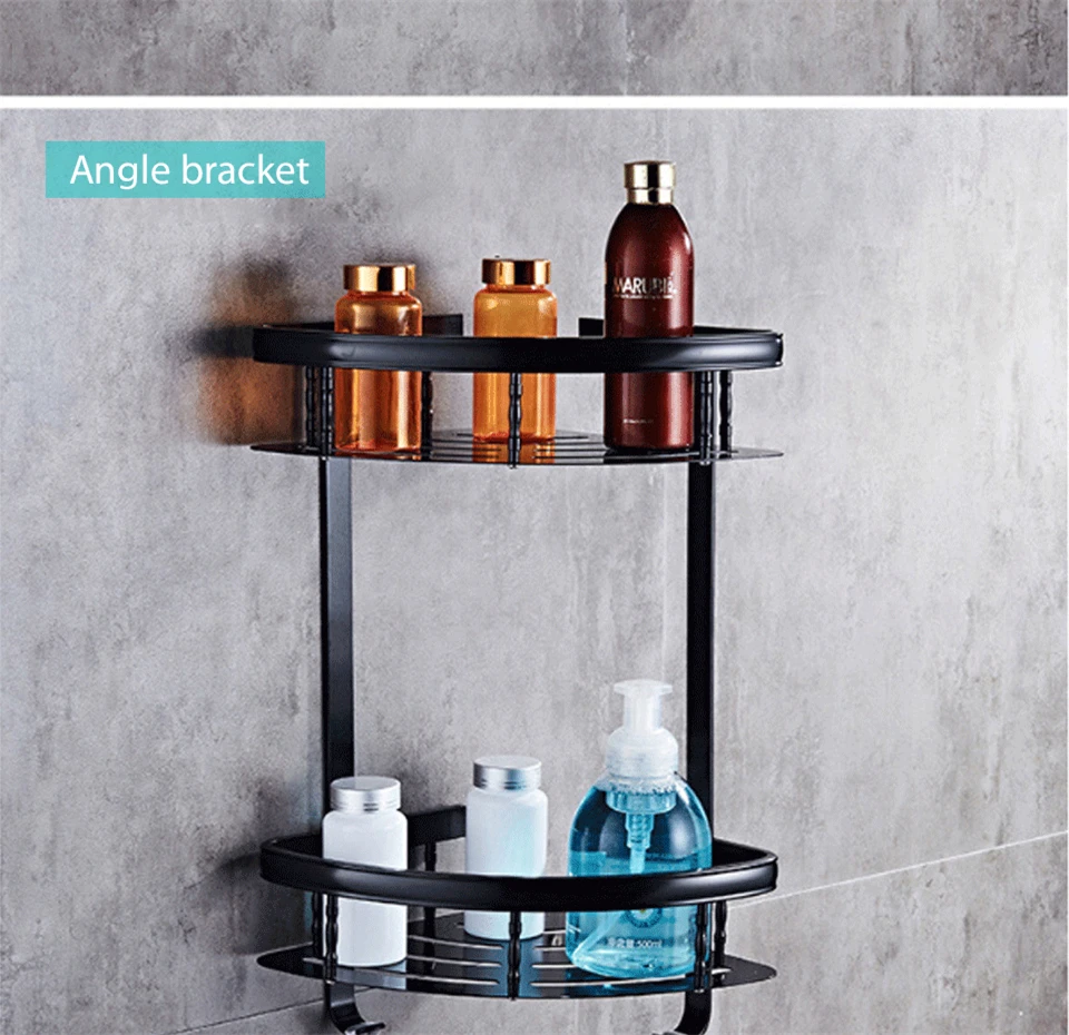 Eye Free Bathroom Accessories Black Towel Rack Hooks Shower Rack Corner Toilet Paper Holder Box Toilet Brush Towel Rails (18)