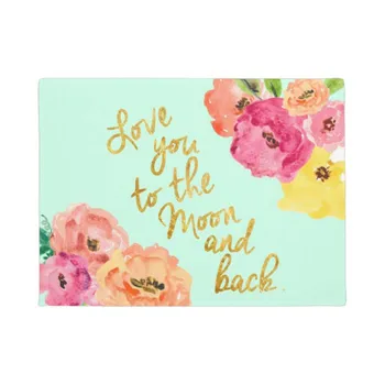 

Personalize Love You To the Moon and Back Floral Doormat Home Decoration Entry Non-slip Door Mat Rubber Washable Floor Carpet
