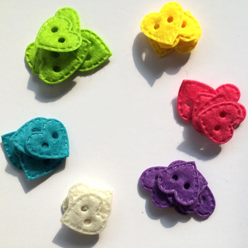 

120pcs/lot 25mm mixed colors buttons style love heart theme craft felt shapes