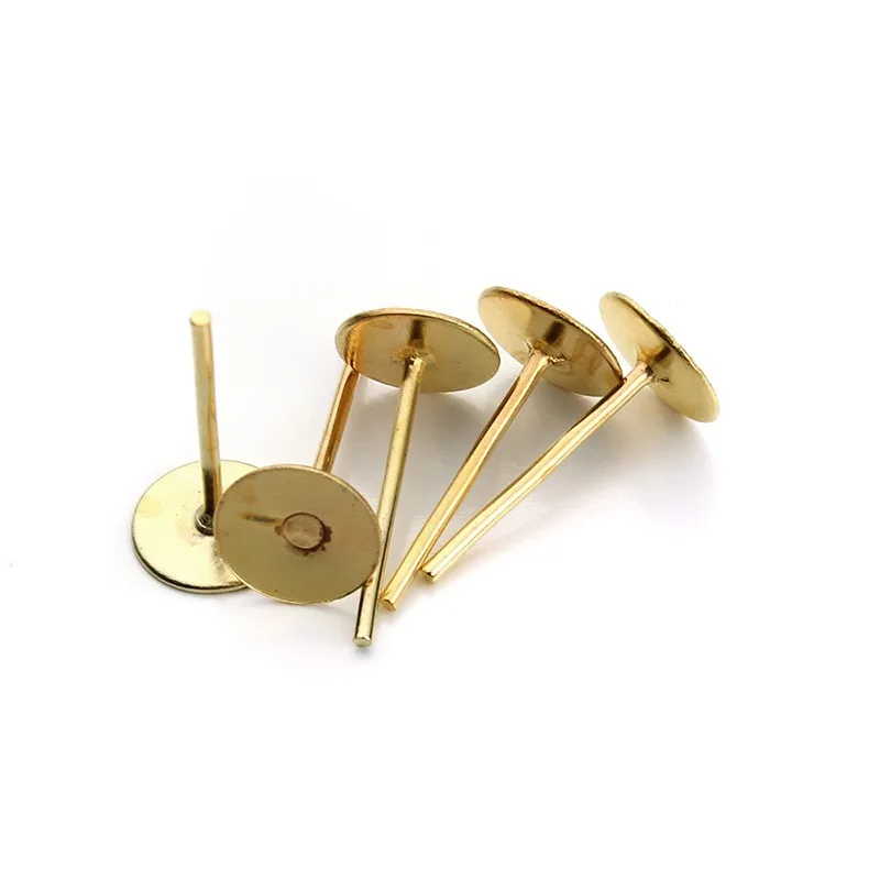 200pcs Lot 6mm Gold Color Earrings Bezel Fit Cabochon Stud Ear Nail 200pcs Lot 6mm Gold Color Earrings Bezel Fit Cabochon Stud Ear Nail Alloy Flat Base Cup Posts Earring Findings F26 In Jewelry Components From