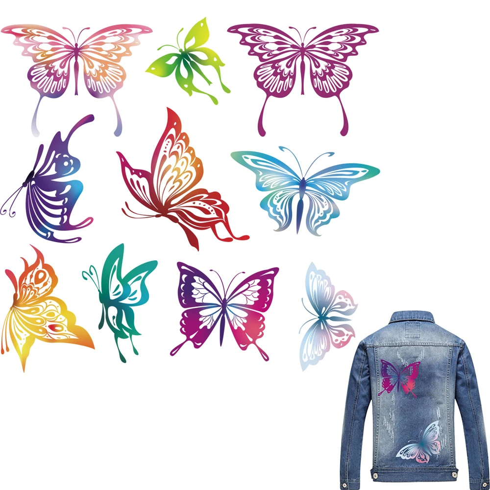

DIY Butterfly Patch T-shirt Press Heat Transfer Sticker A-level Washable Iron On Applique For T-shirt Dresses Decoration