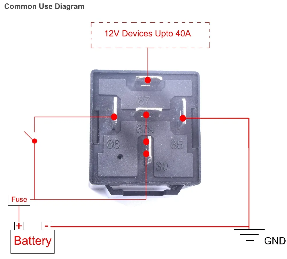 Auto car relay switch 5 pre wired harness 12v dc 5 pin spdt ac to dc wiring diagram auto car relay switch 5 pre wired harness 12v dc 5 pin spdt contactor set 40amp premium copper wire jd2912 pack of 2 in cables, adapters \u0026 sockets from